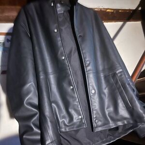 Zara Men's Black Leather Coat